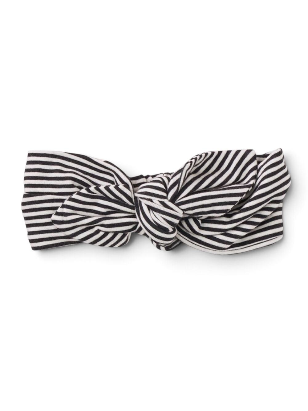Tea Collection Black White Stripe Baby Bow Headband NWT